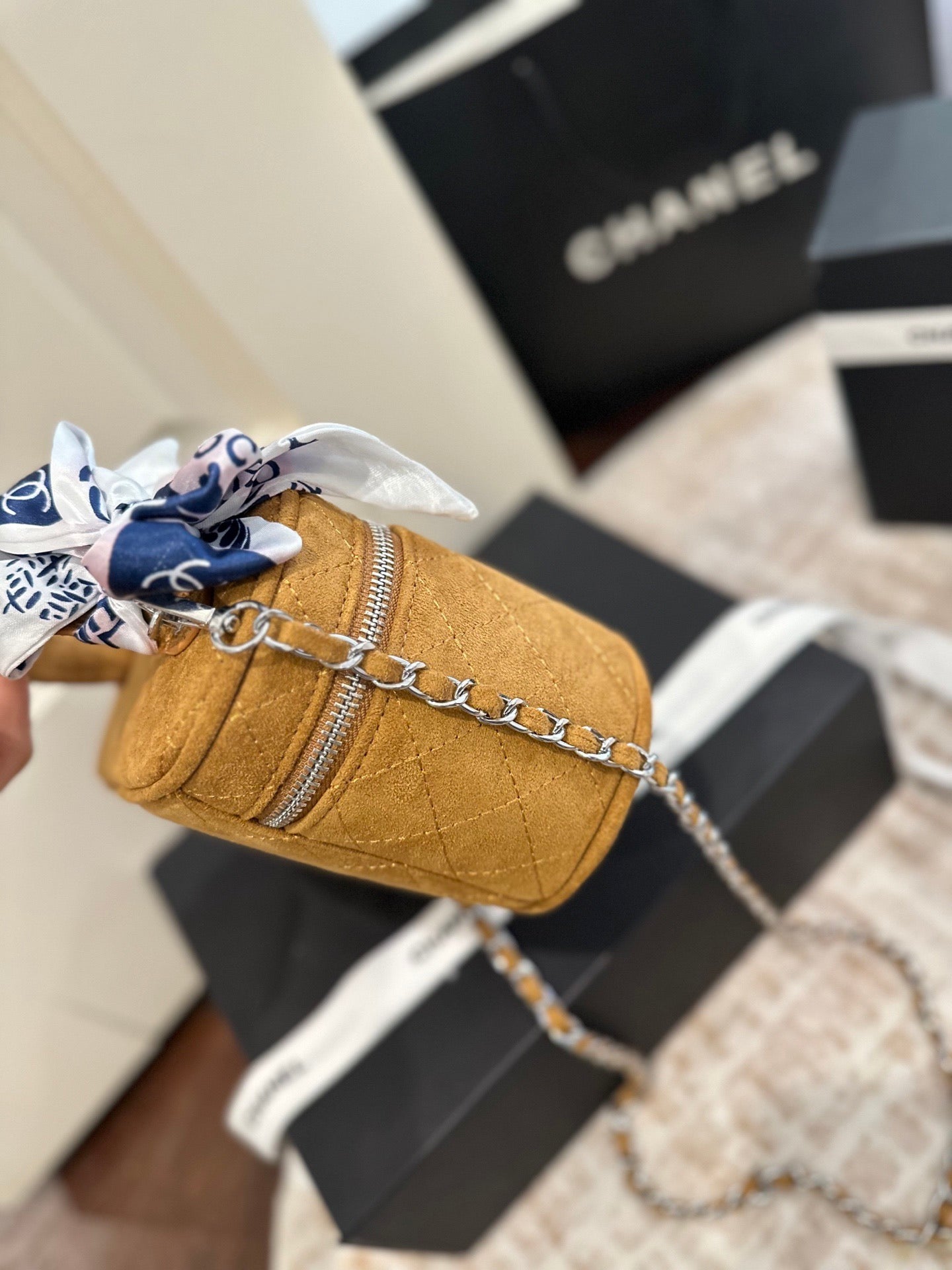 Cc suede premium chain bag