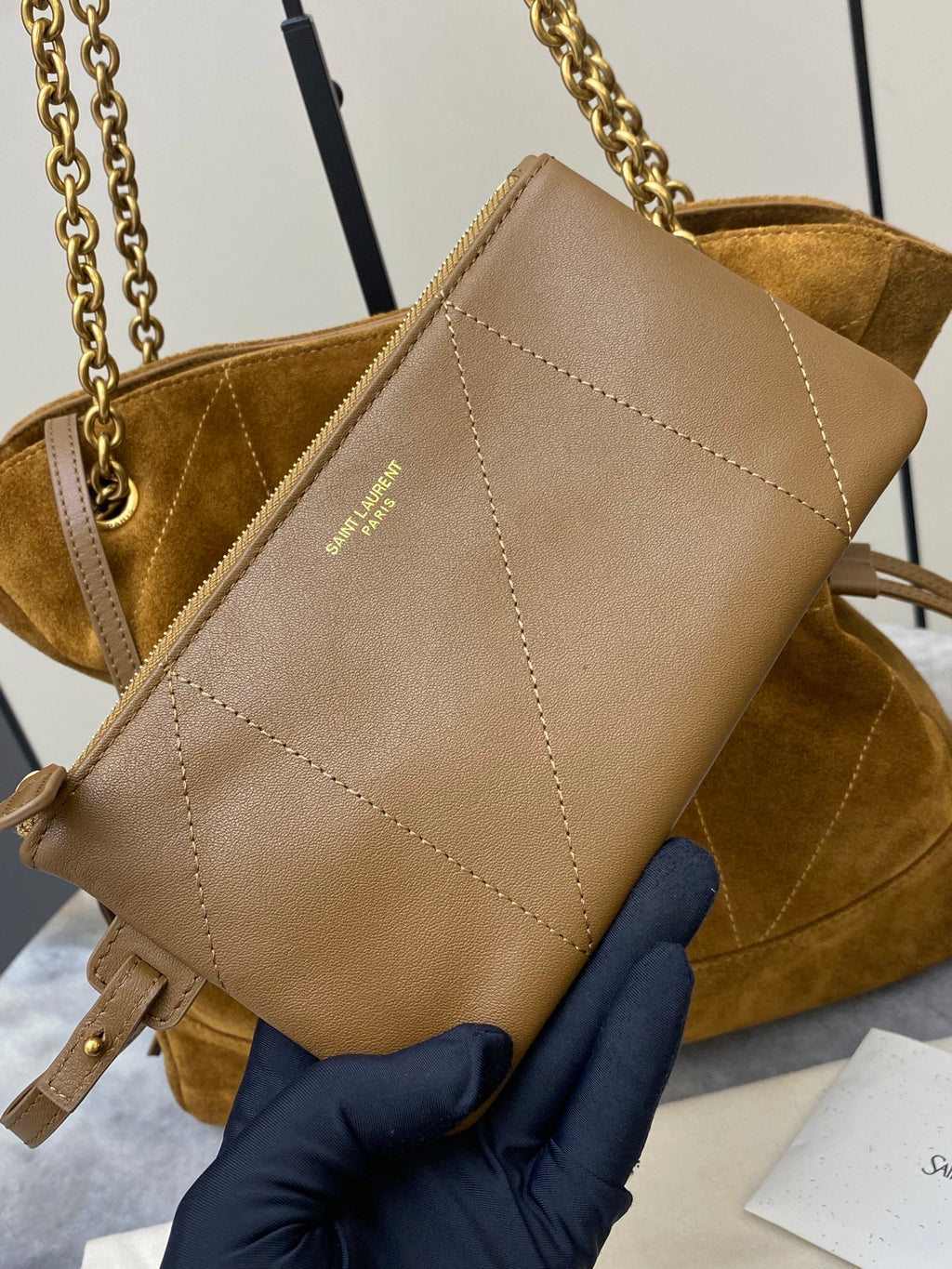 lux jamie poc large gold strap handbag